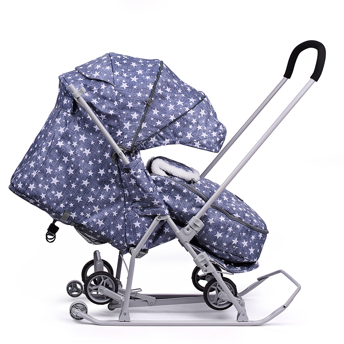 Фото к товару Коляска комбинированная "Наши детки 6" джинс со звездами (серый каркас) Коляска комбинированная "Наши детки 6" джинс со звездами (серый каркас)