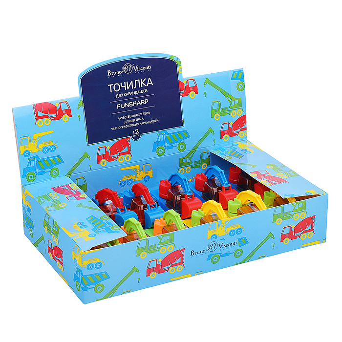 Фото к товару Точилка с контейнером, 1 отверстие "Funsharp. Экскаватор" Точилка с контейнером, 1 отверстие "Funsharp. Экскаватор"