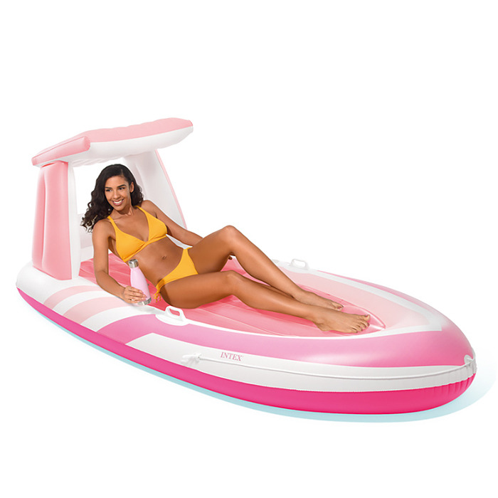 Матрас для плавания "Розовый рай" 257х135см, с навесом, 57804NP INTEX