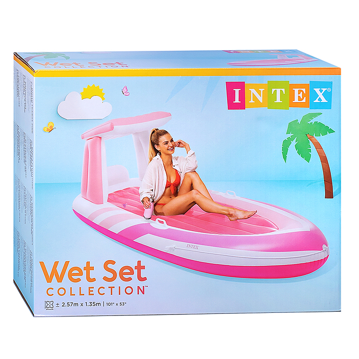 Фото к товару Матрас для плавания "Розовый рай" 257х135см, с навесом, 57804NP INTEX Матрас для плавания "Розовый рай" 257х135см, с навесом, 57804NP INTEX