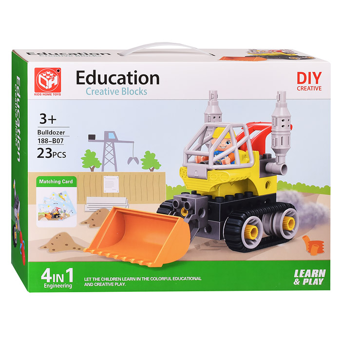 Конструктор 188-B07 "Бульдозер" (23 дет.) в коробке Конструктор 188-B07 "Бульдозер" (23 дет.) в коробке