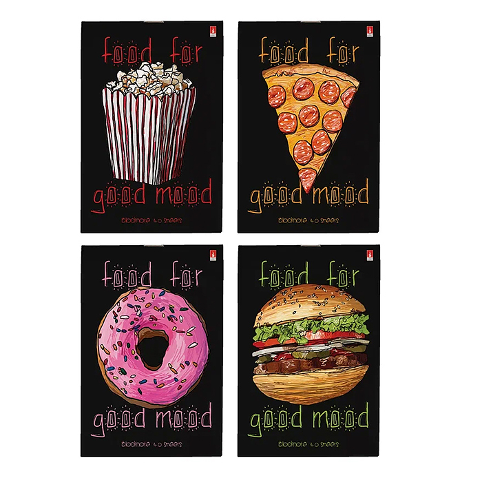 Блокнот А6 40 л. "Food in black" 4 вида Блокнот А6 40 л. "Food in black" 4 вида