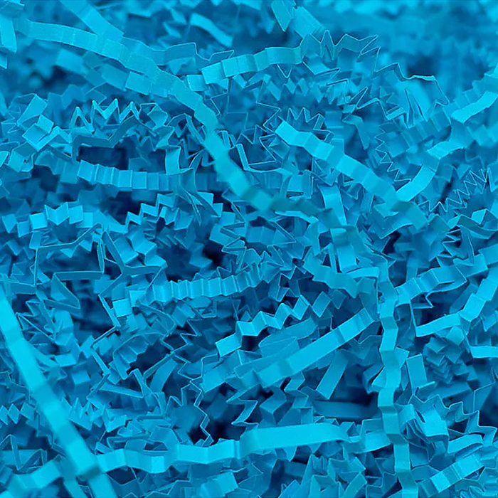 Наполнитель гофрированный бумажный для подарков 100 г, голубая бумага, в пластиковом пакет