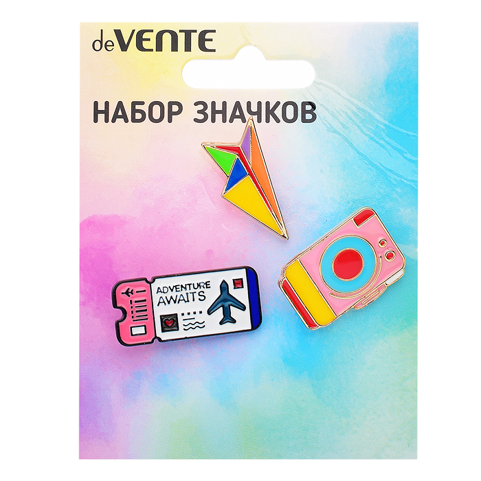 Фото к товару Набор значков на рюкзак,кепку металлические ,эмалированные"Adventure awaits": Набор значков на рюкзак,кепку металлические ,эмалированные"Adventure awaits":