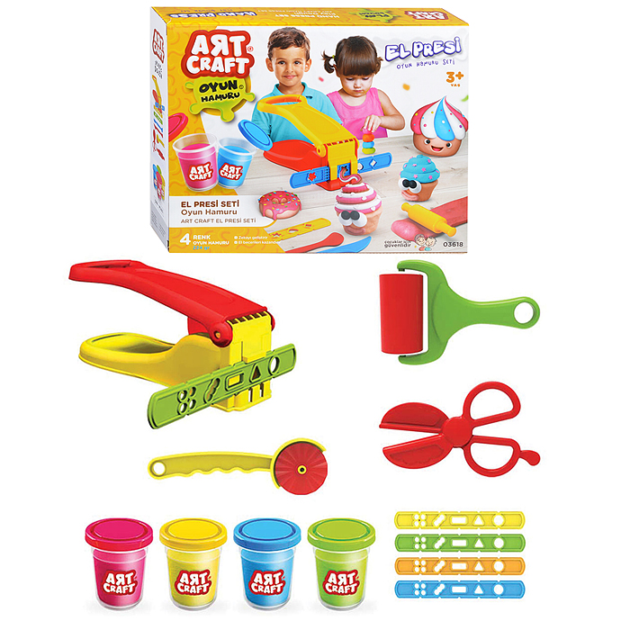 Набор для лепки "Ручной пресс" тесто 4х56г Набор для лепки "Ручной пресс" тесто 4х56г