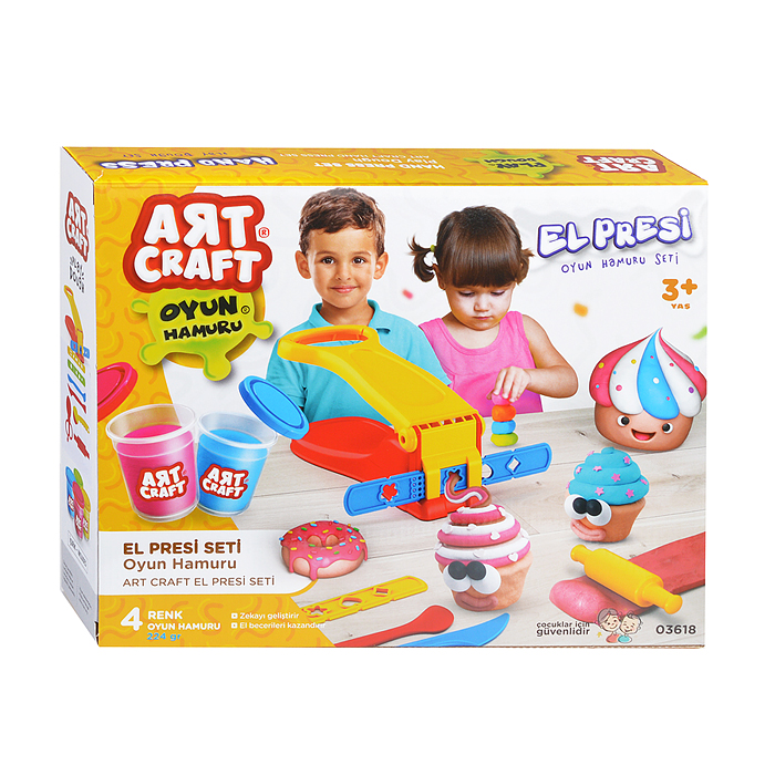 Фото к товару Набор для лепки "Ручной пресс" тесто 4х56г Набор для лепки "Ручной пресс" тесто 4х56г