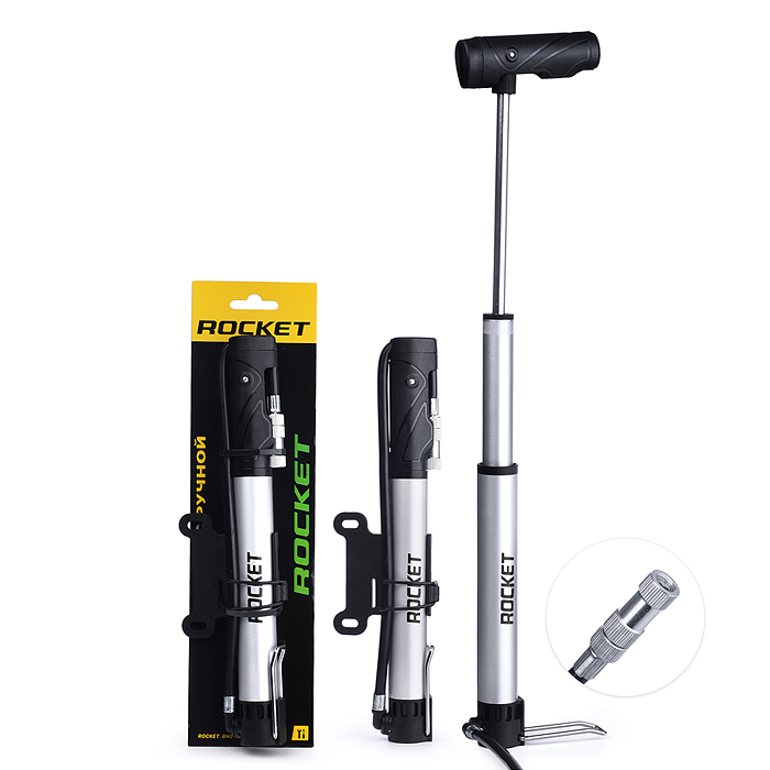 Насос ручной велосипедный Rocket, алюминий, A/V, Presta Насос ручной велосипедный Rocket, алюминий, A/V, Presta