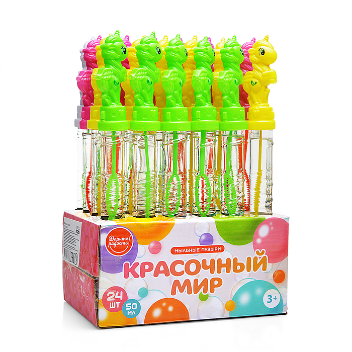 Фото к товару Мыльные пузыри UT0155-3 "Единорог" 50 мл. Мыльные пузыри UT0155-3 "Единорог" 50 мл.
