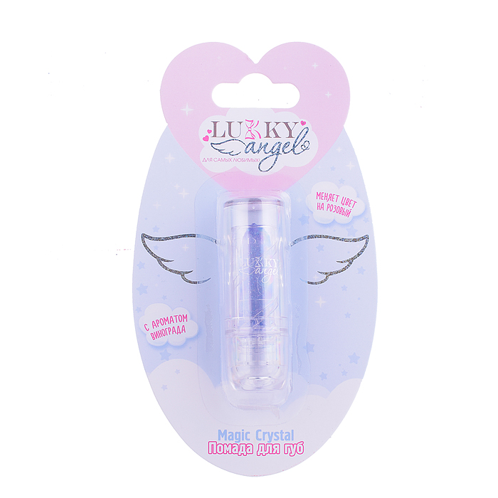 Блестящая помада Lukky Angel Magic Crystal меняющая цвет на розовый, цвет фиолетовый с блестками, с Блестящая помада Lukky Angel Magic Crystal меняющая цвет на розовый, цвет фиолетовый с блестками, с