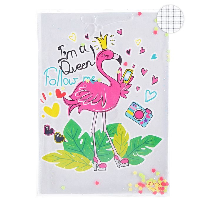 Блокнот "Фламинго", формат А6, 56 листов в клетку на скрепке,обложка с гелевым наполнением Блокнот "Фламинго", формат А6, 56 листов в клетку на скрепке,обложка с гелевым наполнением