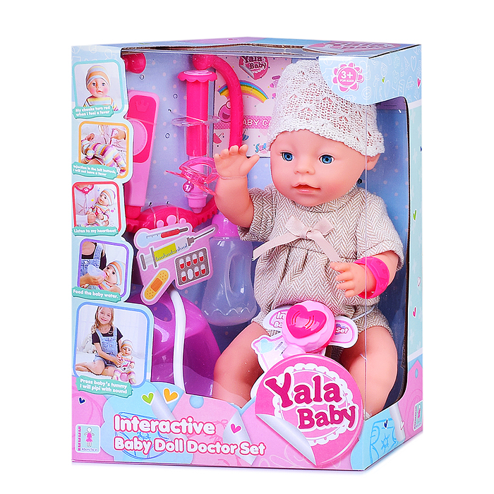 Фото к товару Пупс YL2340E-G "Алиса" с аксессуарами, в коробке Пупс YL2340E-G "Алиса" с аксессуарами, в коробке