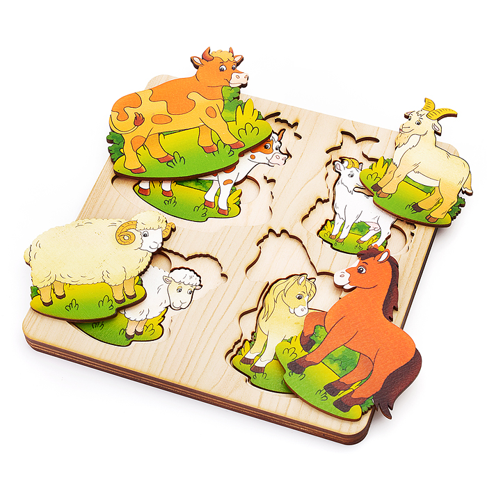 Фото к товару Больше-меньше "Домашние животные" развивающая доска (дерево) /18,5*18,5 см Больше-меньше "Домашние животные" развивающая доска (дерево) /18,5*18,5 см