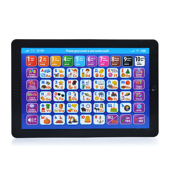 Фото к товару Планшет обучающий. Русско-английская азбука (400 слов, звуков, слогов., .бат. ) в коробке Планшет обучающий. Русско-английская азбука (400 слов, звуков, слогов., .бат. ) в коробке