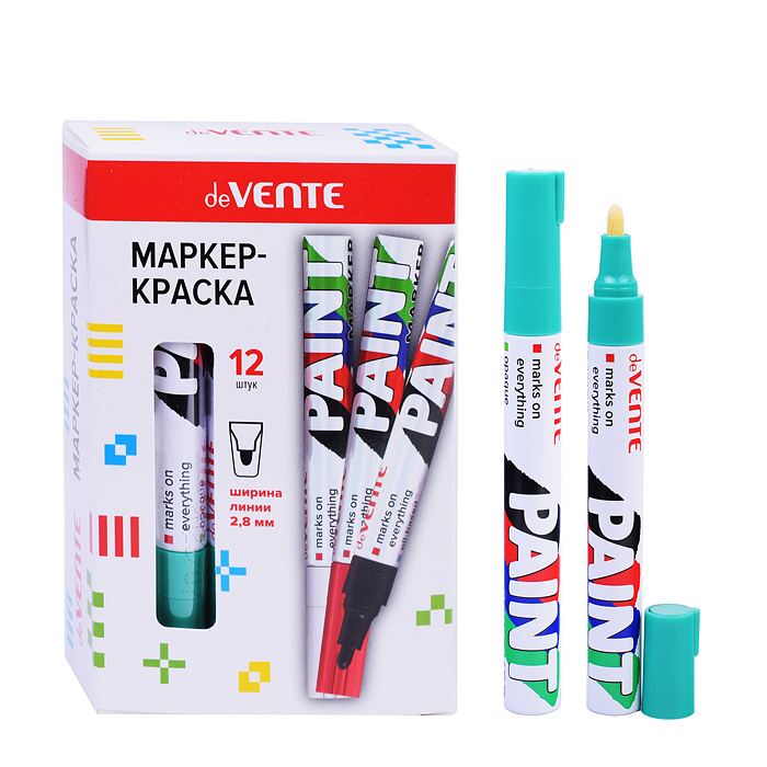 Маркер-краска зеленая, круглый алюминиевый корпус, с клипом, нитро-основа, пулевидный наконечник