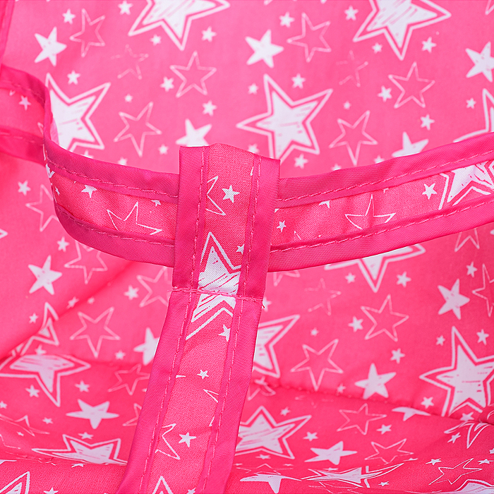 Коляска для кукол 9302D металлическая, складная, прогулочная, цвет розовые звезды