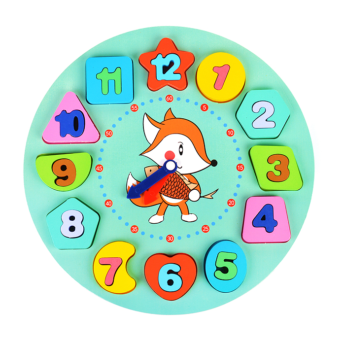 Пазл-вкладыш D1528 "Веселые часики" в коробке