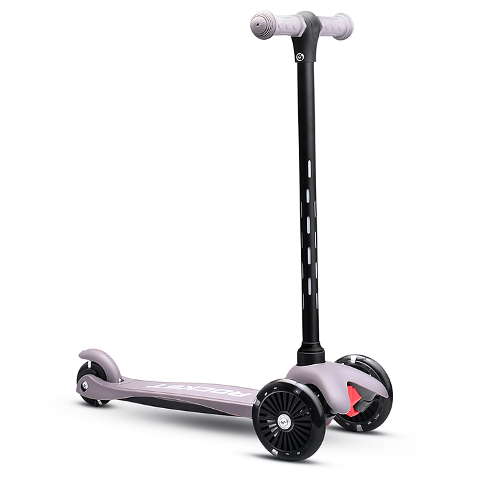 Фото к товару Самокат 3-х колесный ROCKET,колеса PU со светом, светящаяся стойка, ABEC 7, серый Самокат 3-х колесный ROCKET,колеса PU со светом, светящаяся стойка, ABEC 7, серый