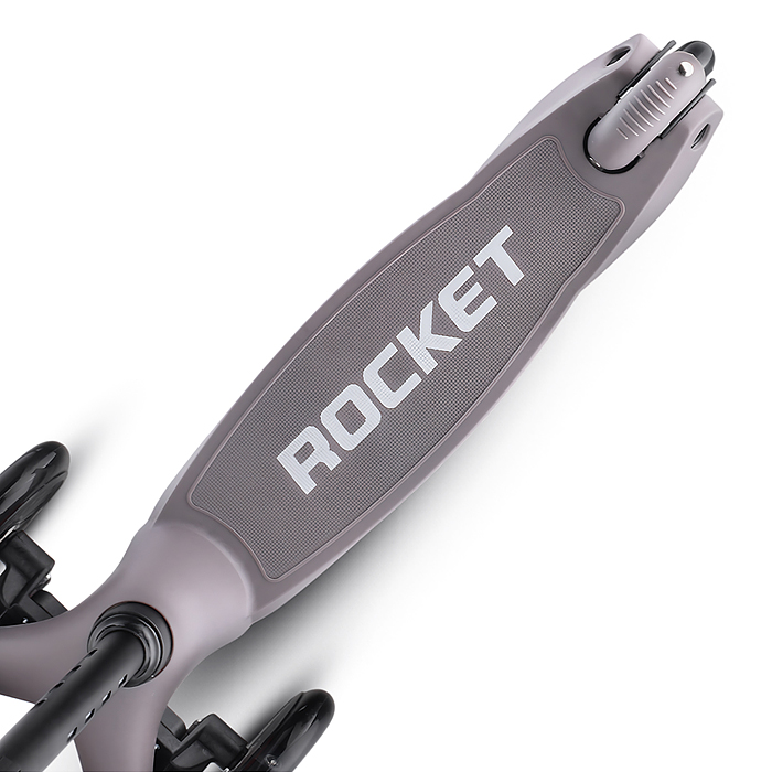 Фото к товару Самокат 3-х колесный ROCKET,колеса PU со светом, светящаяся стойка, ABEC 7, серый Самокат 3-х колесный ROCKET,колеса PU со светом, светящаяся стойка, ABEC 7, серый