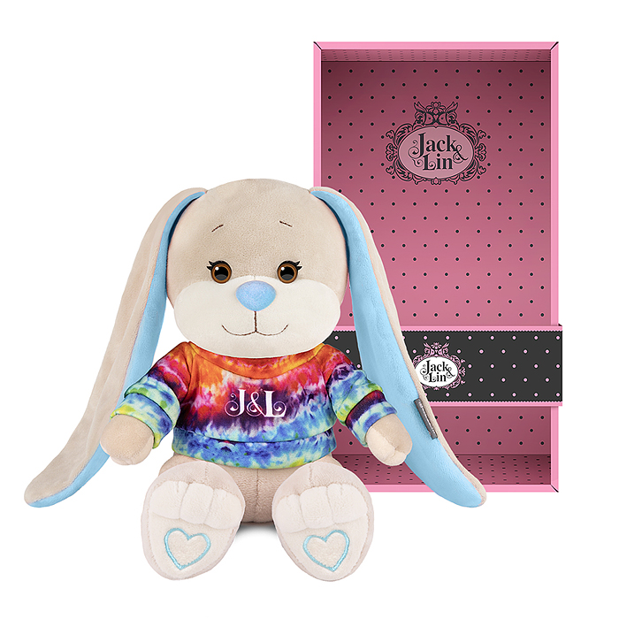 Зайчик Жак в ярком свитшоте, 20 см, в коробке 