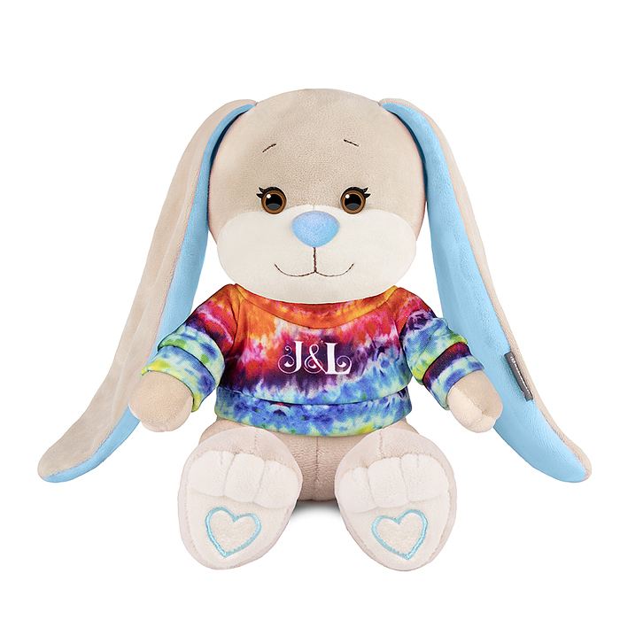 Зайчик Жак в ярком свитшоте, 20 см, в коробке 