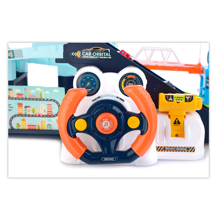 Фото к товару Паркинг T103-55Y "Городская автостоянка с рулем" в коробке Паркинг T103-55Y "Городская автостоянка с рулем" в коробке