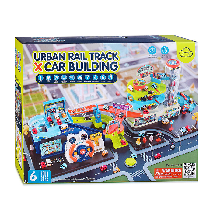 Фото к товару Паркинг T103-55Y "Городская автостоянка с рулем" в коробке Паркинг T103-55Y "Городская автостоянка с рулем" в коробке