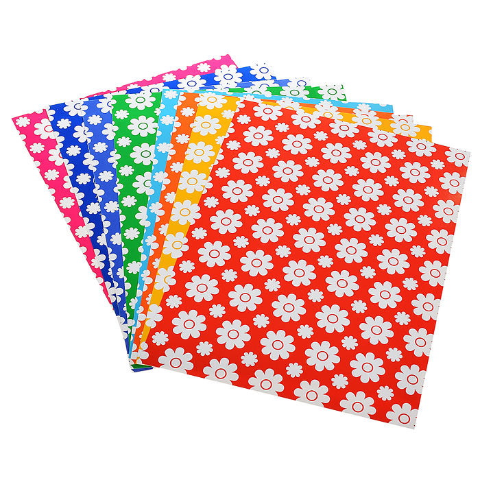 Фото к товару Картон цветной 8 цв. 8 л. мелованный А4 "Цветочки" в папке Картон цветной 8 цв. 8 л. мелованный А4 "Цветочки" в папке