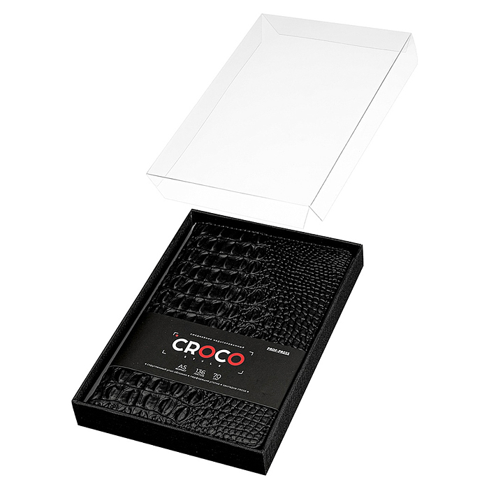 Фото к товару Ежедневник недатированный A5, 136л. "Croco Style" чёрный Ежедневник недатированный A5, 136л. "Croco Style" чёрный