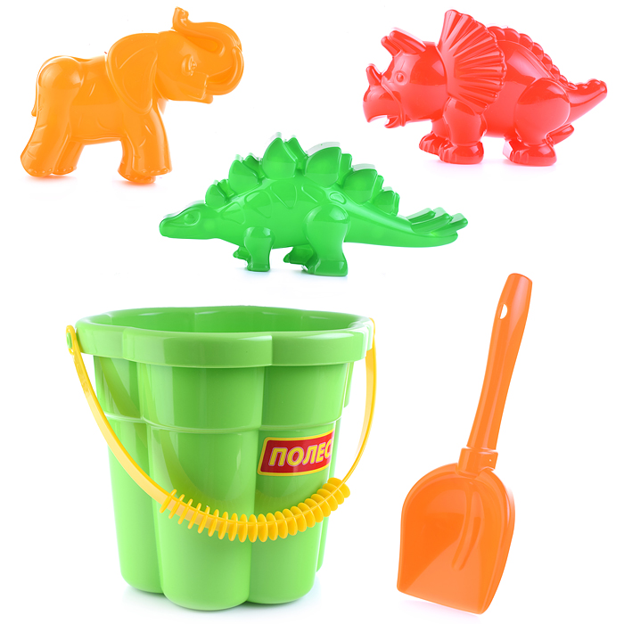 Набор №318: ведро-цветок среднее №3, лопатка №5, формочки (мамонт + динозавр №1 + динозавр №2) Набор №318: ведро-цветок среднее №3, лопатка №5, формочки (мамонт + динозавр №1 + динозавр №2)