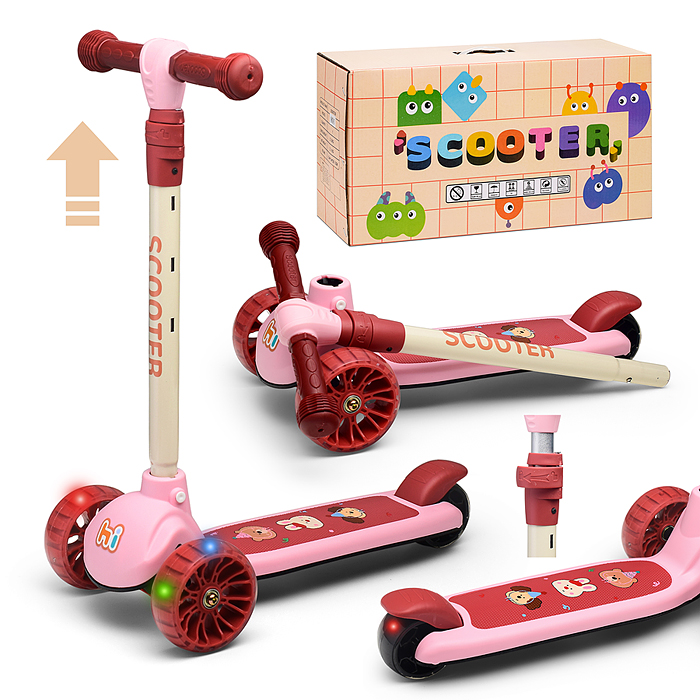 Самокат U001189Y 3-х кол., PU, цвет розовый Самокат U001189Y 3-х кол., PU, цвет розовый