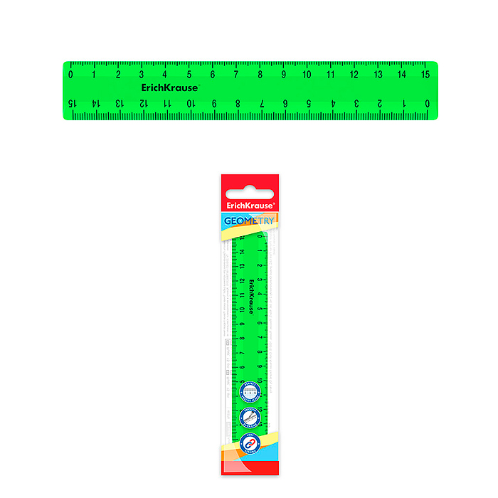 Линейка пластиковая Neon Solid, 15см, зеленая, во флоупаке Линейка пластиковая Neon Solid, 15см, зеленая, во флоупаке