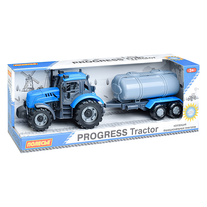 Фото к товару Трактор "Прогресс" с прицепом-цистерной инерционный (синий) (в коробке) Трактор "Прогресс" с прицепом-цистерной инерционный (синий) (в коробке)