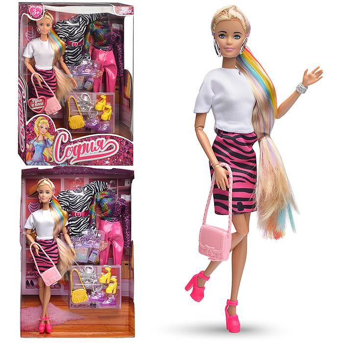 Кукла София 29 см, (руки и ноги сгиб, 2 комплекта одежды, акс,) в коробке