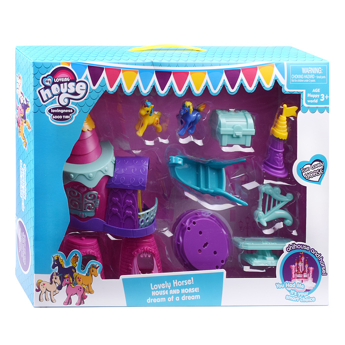 Домик BY1208D-6 "Сказочный мир" с лошадками, в коробке