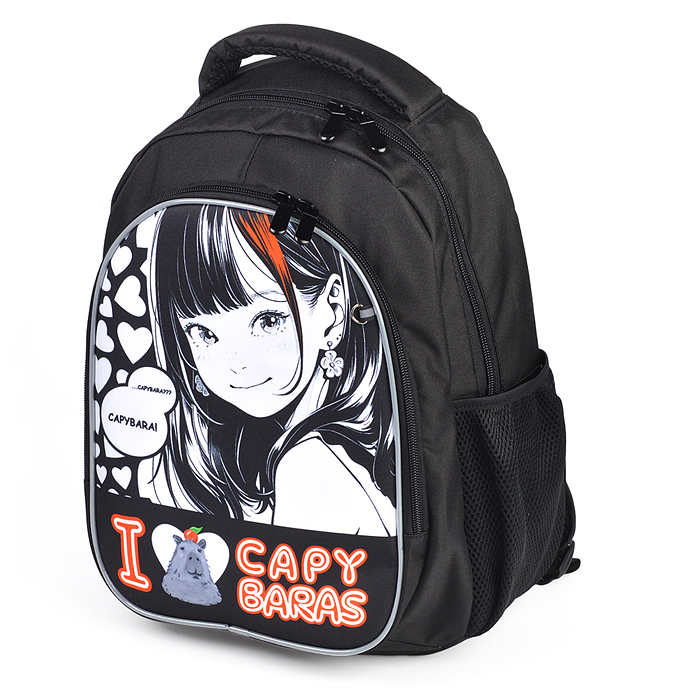 Фото к товару Рюкзак облегченный "Аниме. I love Capybaras" с анатомической спинкой, 2 отделения на молнии Рюкзак облегченный "Аниме. I love Capybaras" с анатомической спинкой, 2 отделения на молнии