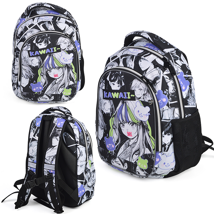 Рюкзак облегченный "Аниме. Smile" с анатомической спинкой, 2 отделения на молнии Рюкзак облегченный "Аниме. Smile" с анатомической спинкой, 2 отделения на молнии