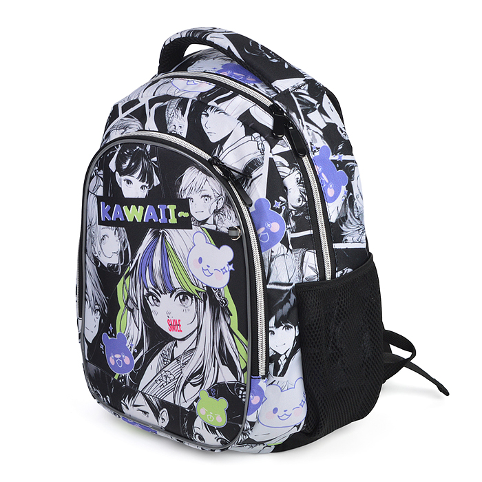 Рюкзак облегченный "Аниме. Smile" с анатомической спинкой, 2 отделения на молнии