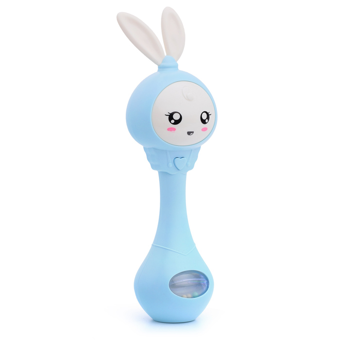 Погремушка-прорезыватель Y0012-1 "Зайка" (цвет голубой) в коробке