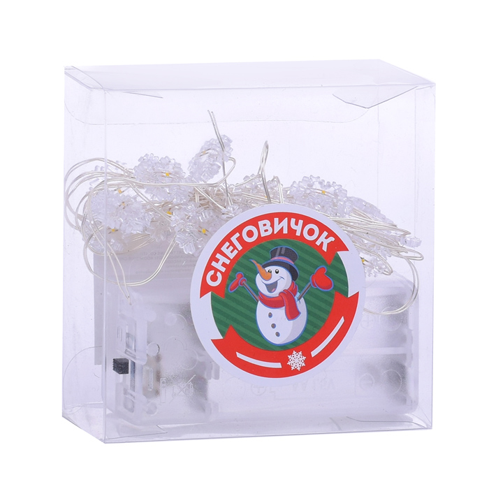 Фото к товару Электрогирлянда "Снежинки" 3 м, 20 ламп, желтая Электрогирлянда "Снежинки" 3 м, 20 ламп, желтая