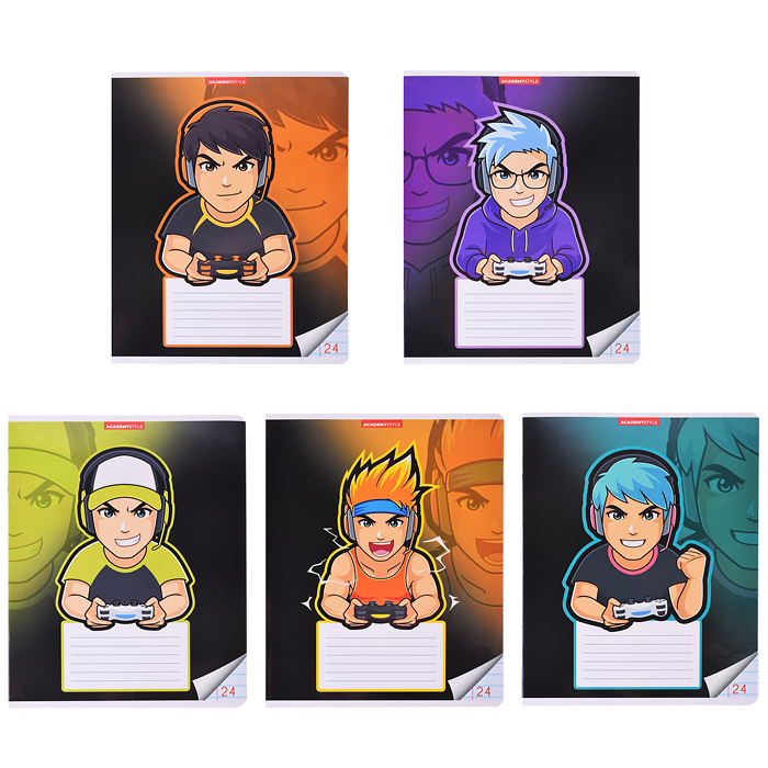 Тетрадь 24л линейка А5 полн УФ лак "Геймер" Тетрадь 24л линейка А5 полн УФ лак "Геймер"