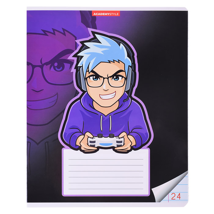 Тетрадь 24л линейка А5 полн УФ лак "Геймер"