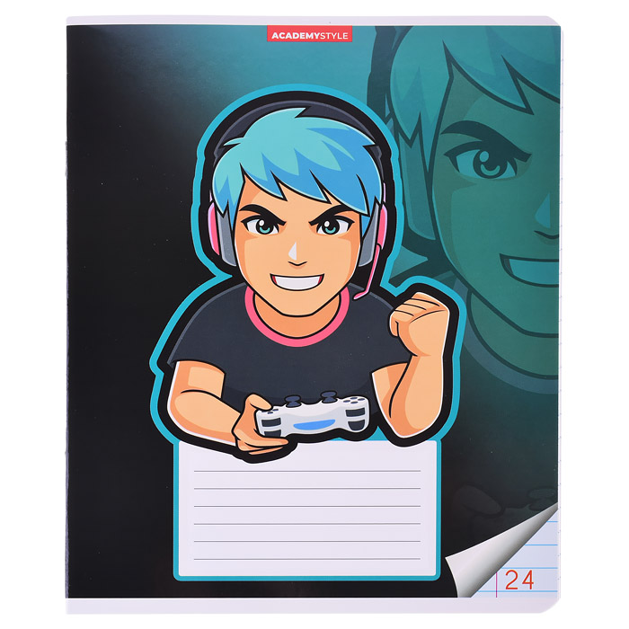 Тетрадь 24л линейка А5 полн УФ лак "Геймер"