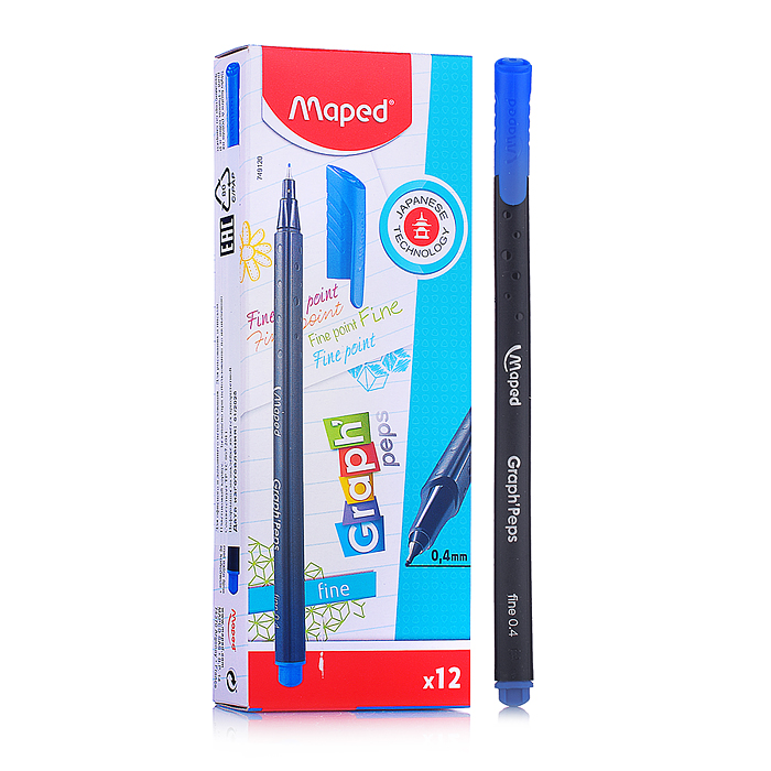 Ручка капиллярная "Graph pep's" толщина линии - 0,4 мм, эргономичная зона обхвата, синяя Ручка капиллярная "Graph pep's" толщина линии - 0,4 мм, эргономичная зона обхвата, синяя