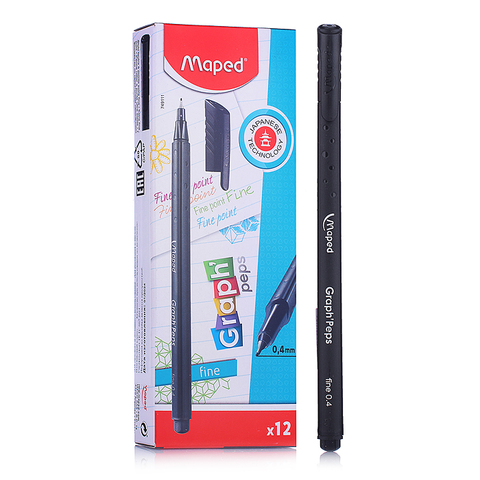 Ручка капиллярная "Graph pep's" толщина линии - 0,4 мм, эргономичная зона обхвата, черная 