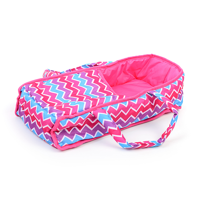 Коляска-люлька для кукол, металлическая, с люлькой для переноски, с корзиной, с сумкой, цвет розовый