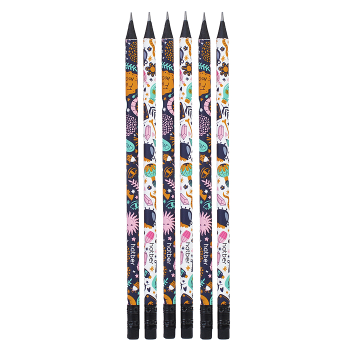 Фото к товару Набор карандашей чернографитн. Magia- Ассорти "HB" круглый корпус ЦЕНА ЗА 6шт. с ластиком Набор карандашей чернографитн. Magia- Ассорти "HB" круглый корпус ЦЕНА ЗА 6шт. с ластиком