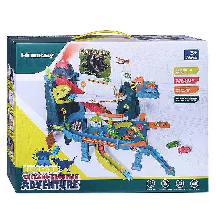 Фото к товару Паркинг-Трек 5505A "Вулканический холм с динозавром" в коробке Паркинг-Трек 5505A "Вулканический холм с динозавром" в коробке