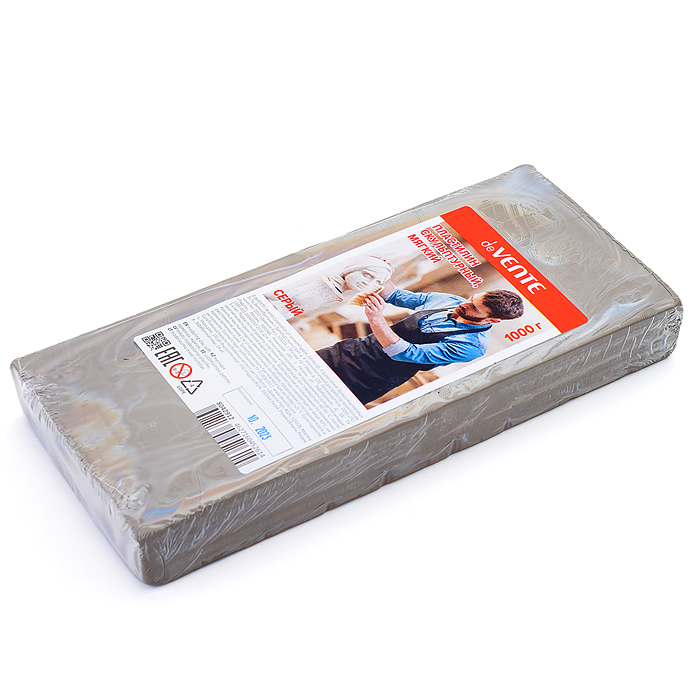 Пластилин скульптурный, серый, 1000 г, пленка, мягкий Пластилин скульптурный, серый, 1000 г, пленка, мягкий