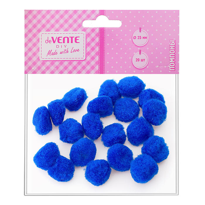 Фото к товару Набор помпонов для творчества 25 мм, 20 шт, цвет синий. Набор помпонов для творчества 25 мм, 20 шт, цвет синий.