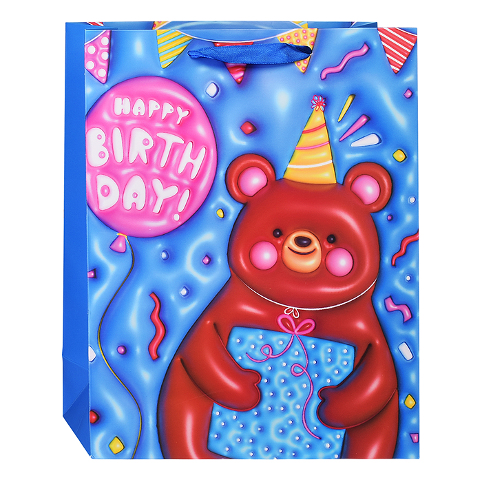 Фото к товару Пакет подарочный 00-6299 "Happy Birthday" 26*32*10,5 см Пакет подарочный 00-6299 "Happy Birthday" 26*32*10,5 см